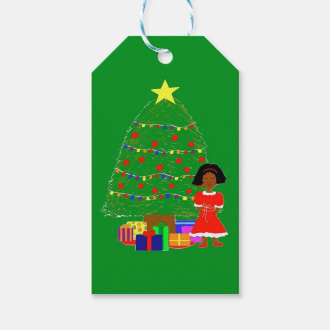 Étiquettes-cadeau Cocoa Cutie Noël Arbre Vert (Devant)