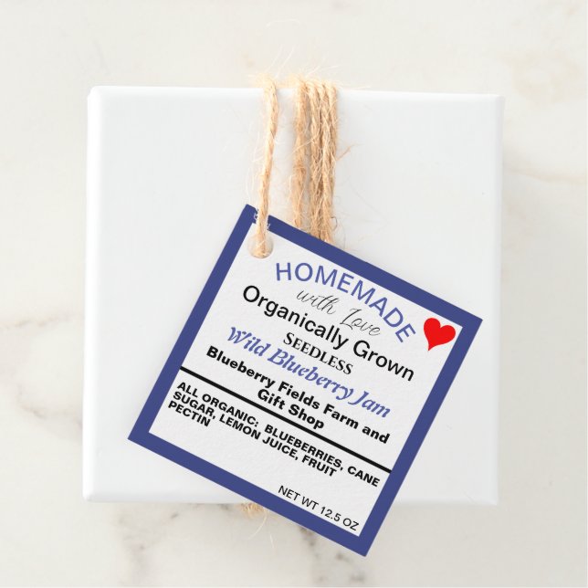 Étiquettes Cadeau Code QR de confiture de bleuet maison (En situation)
