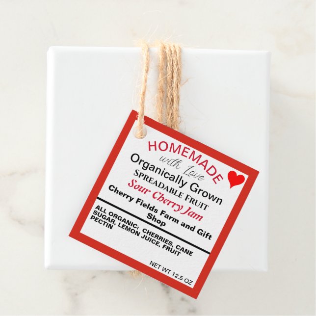 Étiquettes Cadeau Code QR de confiture de cerisier aigre maison (En situation)