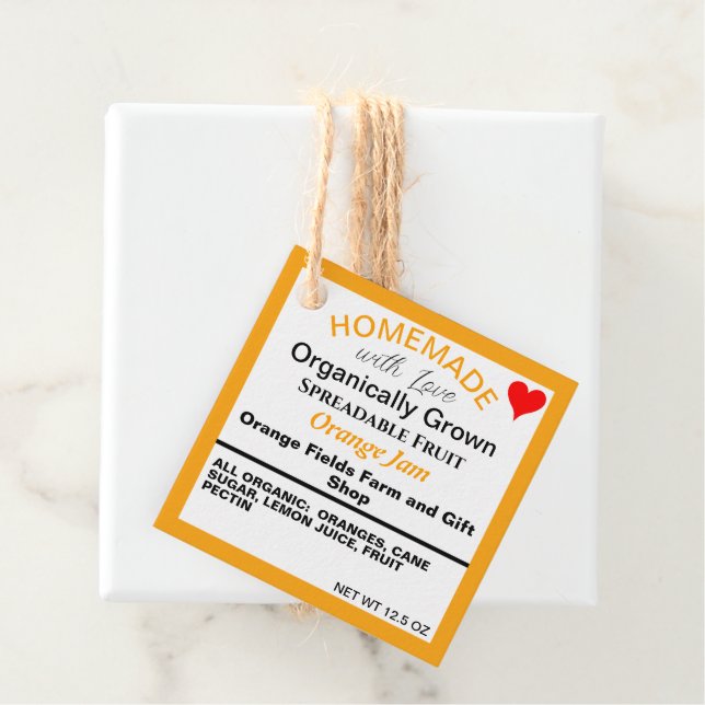 Étiquettes Cadeau Code QR de confiture orange maison (En situation)