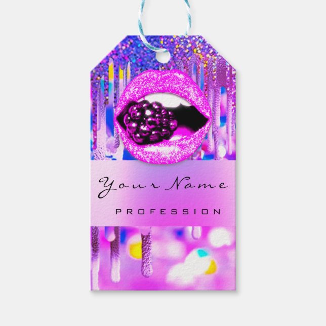 Étiquettes-cadeau Code QR de l'holographe de la lèvre de maquillage  (Devant)