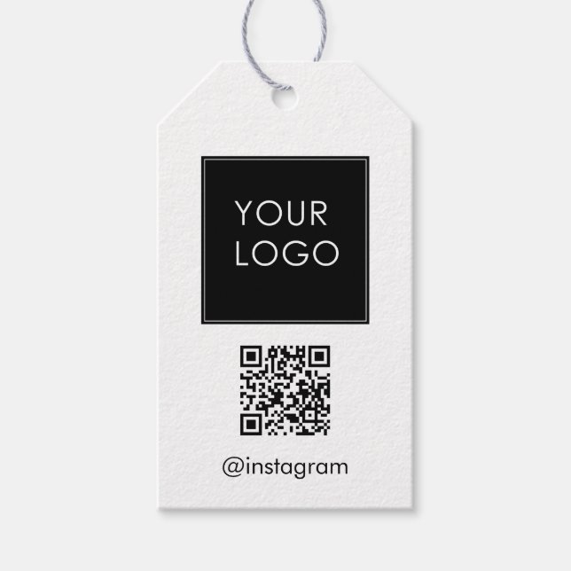 Étiquettes-cadeau Code QR du logo de l'entreprise personnalisable (Devant)