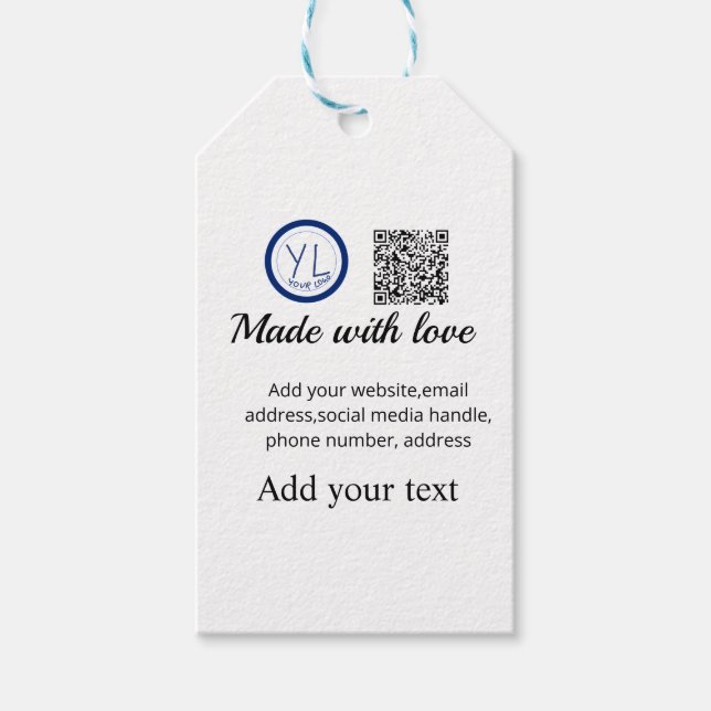 Étiquettes-cadeau Code QR minimal simple ajouter un logo nom de code (Devant)