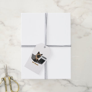 Étiquettes-cadeau Coding Siamese Cat Cartoon