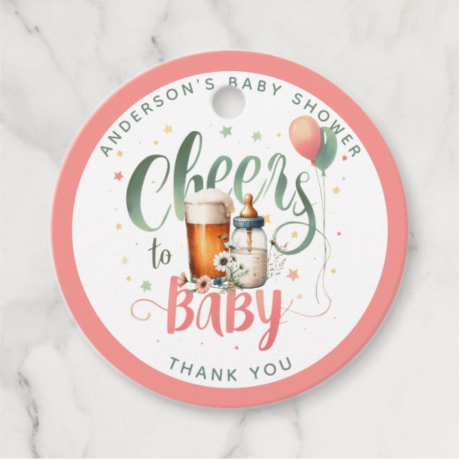 Étiquettes Cadeau COED Cheers to Baby est Brassage Bières Bouteilles (Devant)