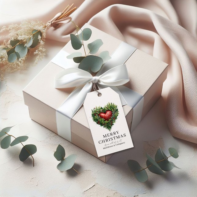 Étiquettes-cadeau Coeur À feuillage persistant festif (Créateur téléchargé)