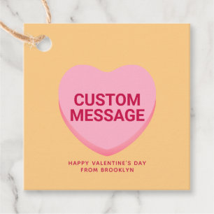 Étiquettes Cadeau Coeur de conversation de message personnalisé rose