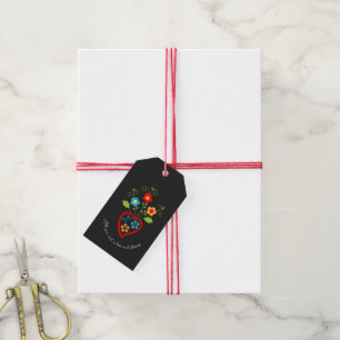 Étiquettes-cadeau Coeur de floraison folklorique portugais