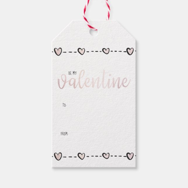 Étiquettes-cadeau Coeur d'or Rose mignon Saint Valentin (Devant)