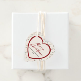 Étiquettes Cadeau Cœur en forme de coquille Saint-Jacques rouge Joye