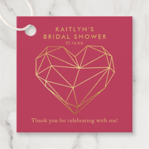 Étiquettes Cadeau Cœur géométrique pour la fête de mariage de la Sai