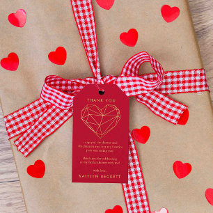 Étiquettes-cadeau Cœur géométrique pour un enterrement de vie de jeu