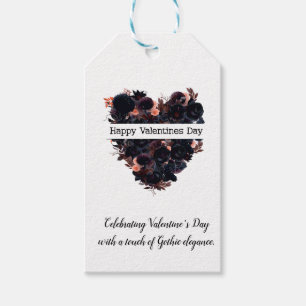 Étiquettes-cadeau Coeur gothique fait de fleurs noires. Un romantism