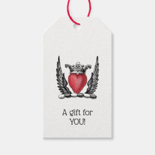 Étiquettes-cadeau Coeur héraldique avec ailes Armoiries Crest