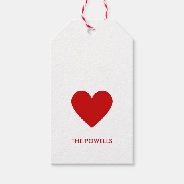 Étiquettes-cadeau Coeur moderne Rouge et blanc Pois Chic Custom (Devant)