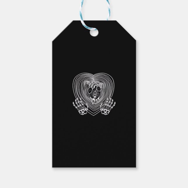 Étiquettes-cadeau Coeur Pleurant En Blanc - Skeleton Coeurs Mains (Devant)