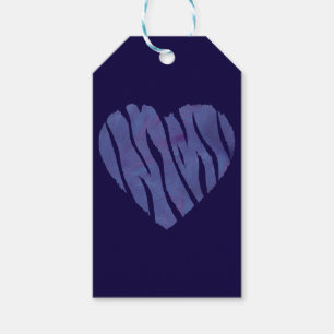 Étiquettes-cadeau Coeur pourpre Poster de animal Zebra