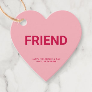 Étiquettes Cadeau Cœur rose ami mignon personnalisé Saint-Valentin