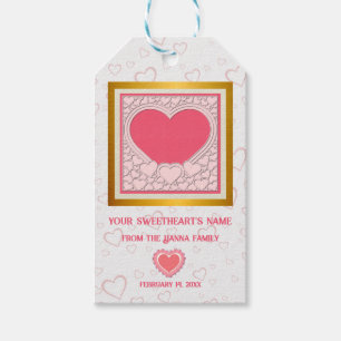 Étiquettes-cadeau Cœur Rose Élégant Joyeuse Saint-Valentin Élégant