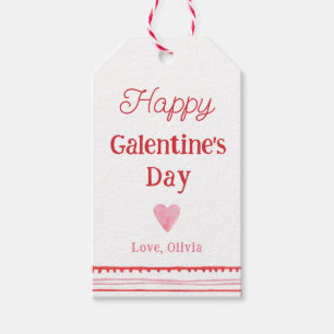 Étiquettes-cadeau Cœur rose et rouge Joyeuse Galentine's Day 
