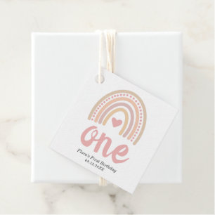 Étiquettes Cadeau Coeur rose mignon fille Boho Arc-en-ciel premier a
