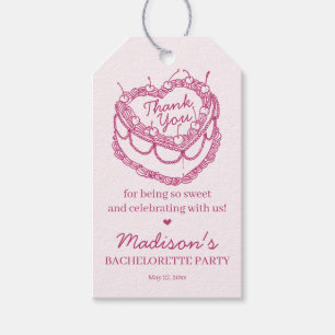 Étiquettes-cadeau Coeur rose rétro Coquette gâteau cerise Bacheloret