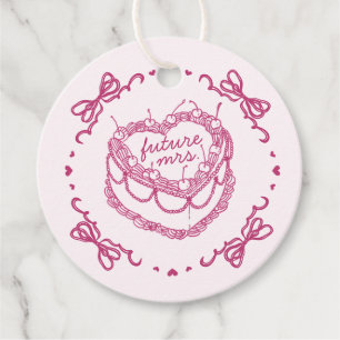 Étiquettes Cadeau Coeur rose rétro Coquette gâteau cerise nuptialeDo