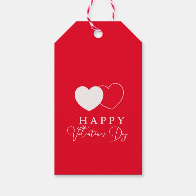 Étiquettes-cadeau Coeurs blancs simples | HEUREUSE SAINTE-VALENTIN (Devant)
