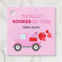 Coeurs Camion rose Valentines Tags cadeaux