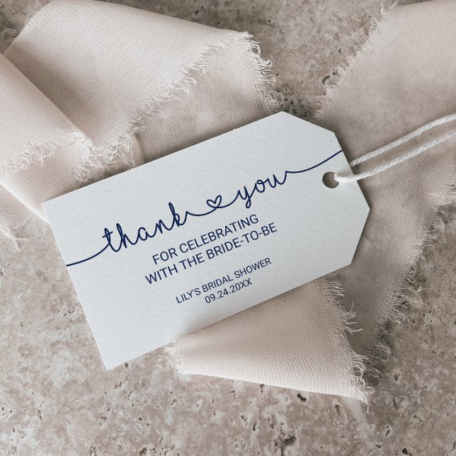 Étiquettes-cadeau Coeurs d'amour | Marine Blue Merci Favor (Créateur téléchargé)
