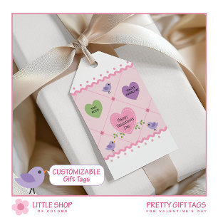 Étiquettes-cadeau Coeurs de bonbons personnalisables Valentines Day