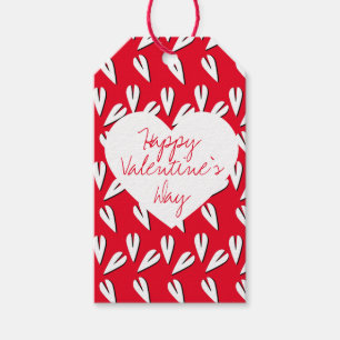 Étiquettes-cadeau Cœurs de la Saint-Valentin Motif Merci Rouge Noir