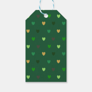 Étiquettes-cadeau Coeurs de Polka sur vert de forêt