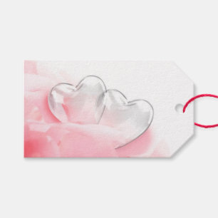 Étiquettes-cadeau Coeurs de verre romantique Heureuse Sainte-Valenti