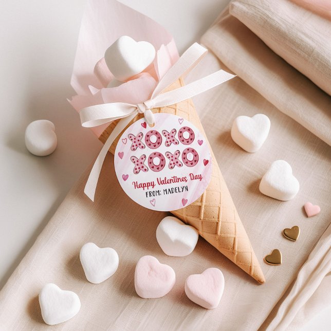 Étiquettes Cadeau Coeurs rouges et roses Balises cadeaux XOXO Valent (Créateur téléchargé)
