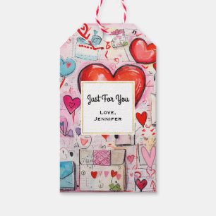 Étiquettes-cadeau Coeurs Whimsical et lettres d'amour juste pour vou