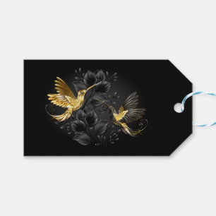 Étiquettes-cadeau Colibri noir et or