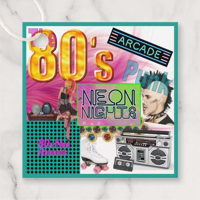 Étiquettes Cadeau Collage des années 80 (Devant)