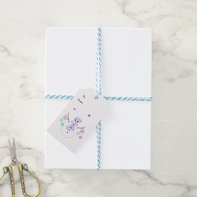 Étiquettes-cadeau Collecteur Snowman Snowflake (Avec de laficelle)