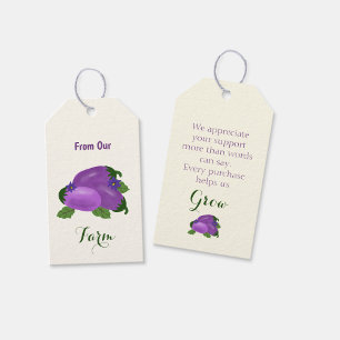 Étiquettes-cadeau Collection Œillet & Fleur d'Aubergine – Lueur d'Iv
