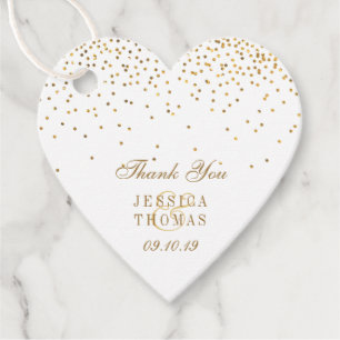 Étiquettes Cadeau Collection Vintage de Mariage Glam Gold Confetti