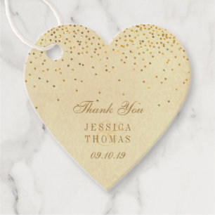 Étiquettes Cadeau Collection Vintage de Mariage Glam Gold Confetti