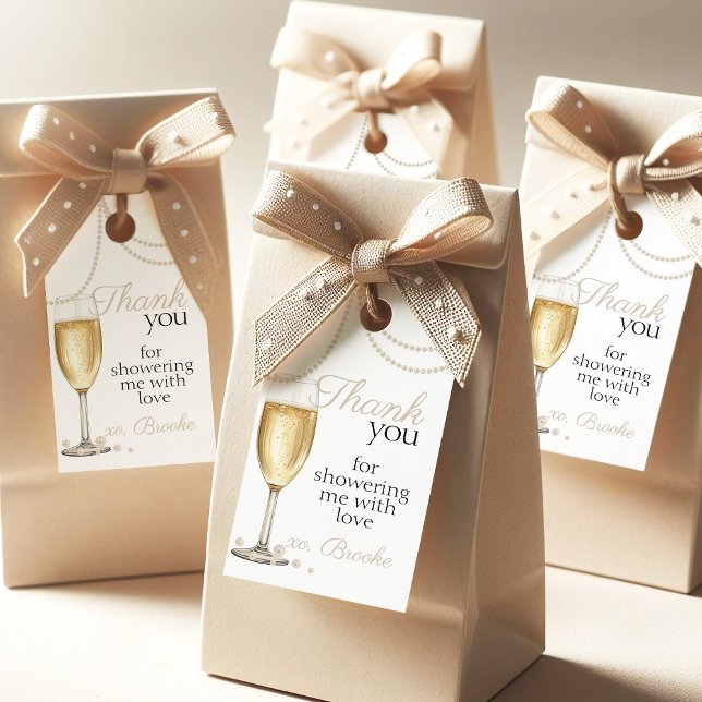 Étiquettes-cadeau Collier de perles Prosecco élégant Remerciements p (Créateur téléchargé)