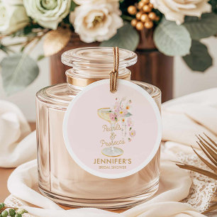 Étiquettes Cadeau Collier de perles roses et Prosecco Rose Mariage