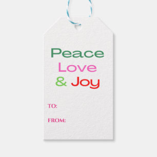 Étiquettes-cadeau Coloré et amusant Paix Amour et Joy Tags cadeaux