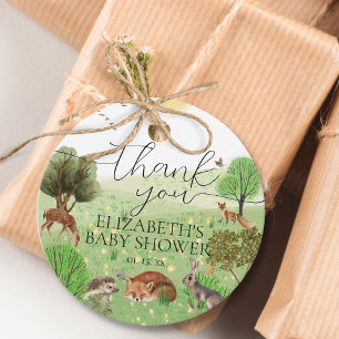Étiquettes Cadeau Coloré mignon Animaux en bois Script Merci