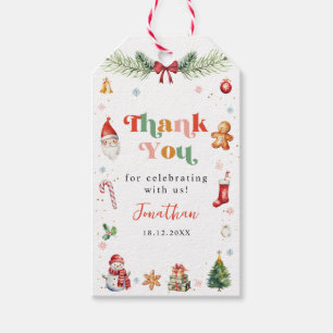 Étiquettes-cadeau Coloré Oh Quel Amusant Premier Noël Anniversaire