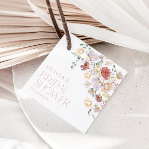 Étiquettes Cadeau Colorful Flowers, Wildflowers, Boho, Bridal Shower