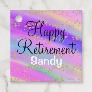 Étiquettes Cadeau Colorful Happy Retirement Unicorn Gold Parties sci
