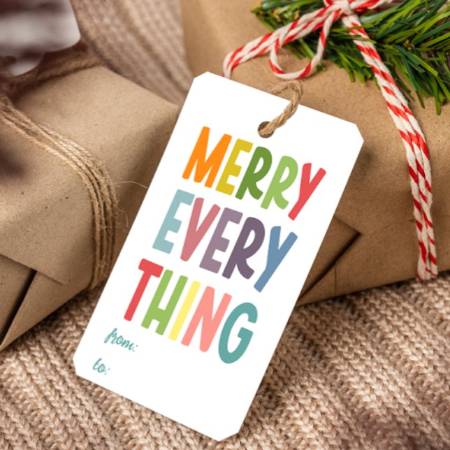 Étiquettes-cadeau Colorful Merry Everything Inclusive cute (Créateur téléchargé)